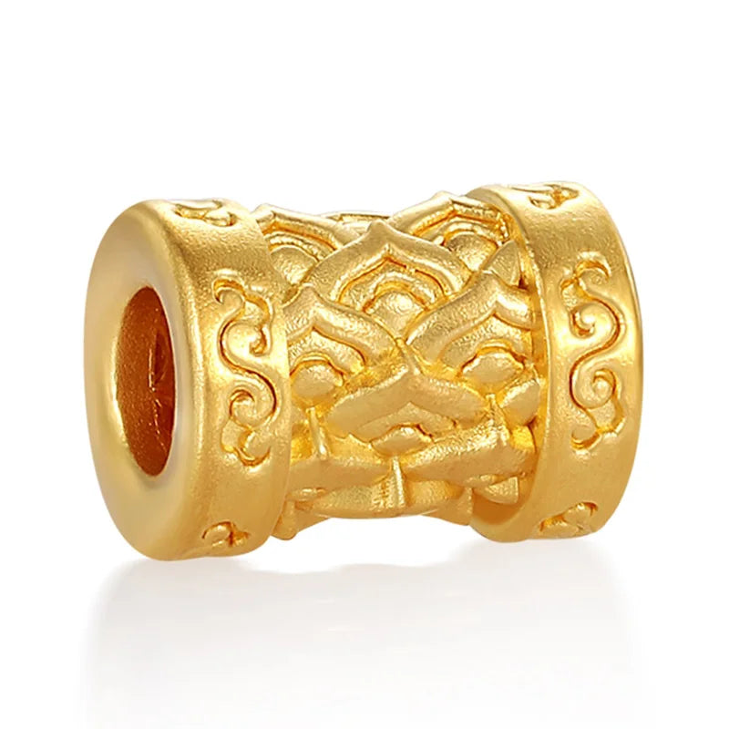 Gorgeous design micro-hard gold 24k pure gold lotus good luck cylindrical shape bracelet beaded