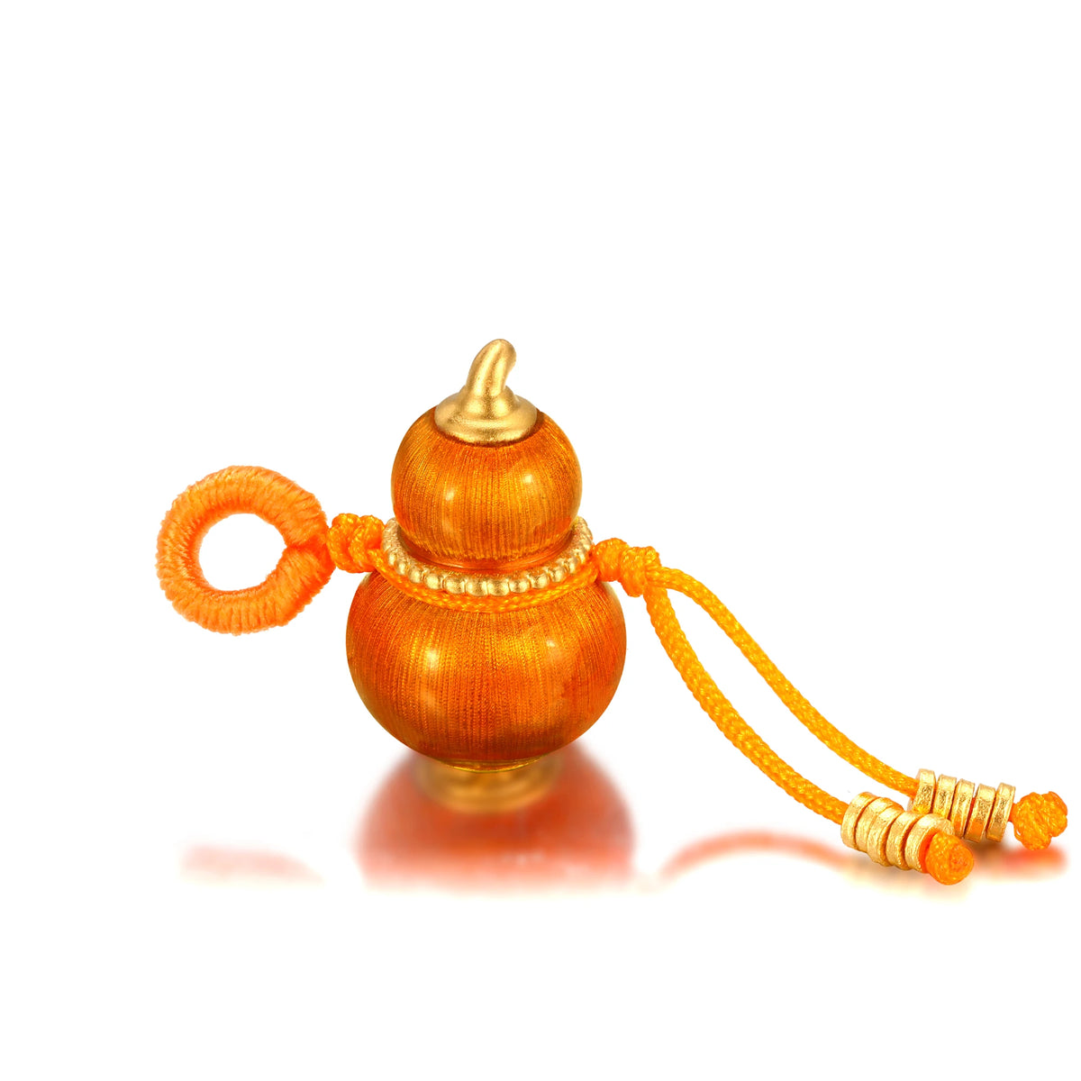 24K Solid Gold Warm Orange Gourd Charm 0.7g