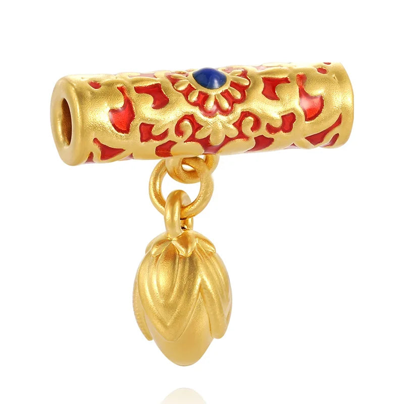 Newly designed Chinese style jewelry 24k pure gold micro-hard gold bracelet beaded high-end elegant gold jewelry