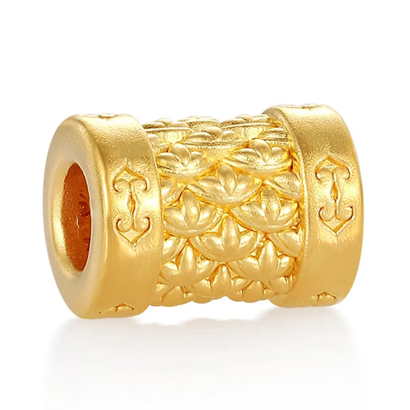 Gorgeous design micro-hard gold 24k pure gold petal good luck cylindrical bracelet beaded luxury jewelry accessories