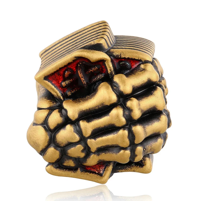 Fashion design 24k pure gold hard gold skeleton hand holding money shape bracelet beaded high-end gold jewelry accessories