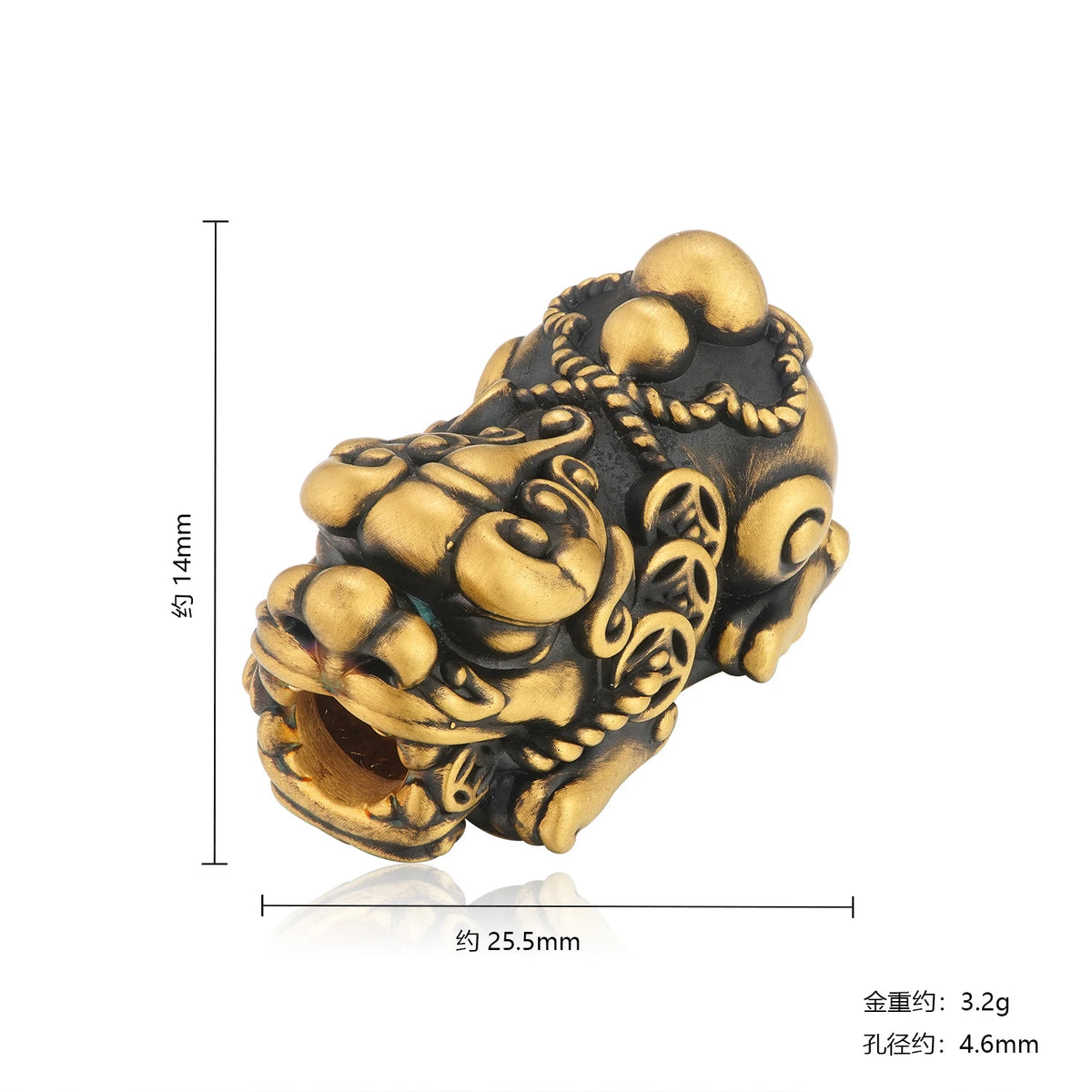 24K Black Gold Large Fortune Pixiu Black Charm 3.2g