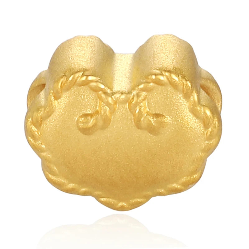 0.25g 5D Solid Gold Charm Ruyi - Shaped Lock Pendant for Bracelets Fine Jewelry Accessories