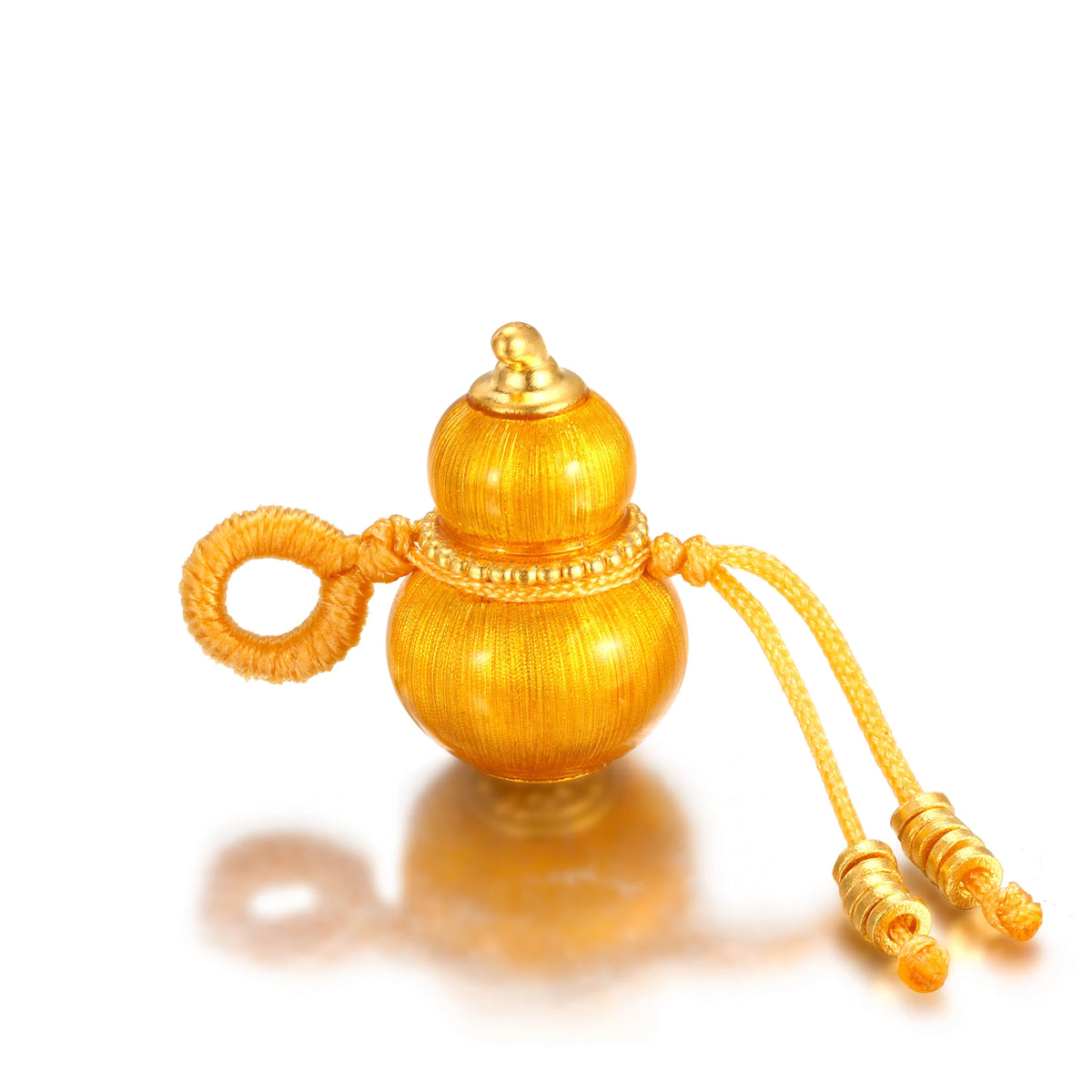 24K Solid Gold Amber Gold Gourd Charm 0.7g