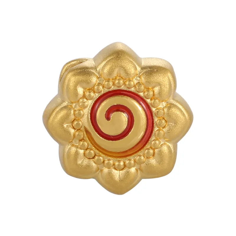 Cute Style New Design 0.4g Fashion 24k Solid Gold Jewelry Accessories Classical Style 2.0mm Aperture Sun Pattern Sandblasted