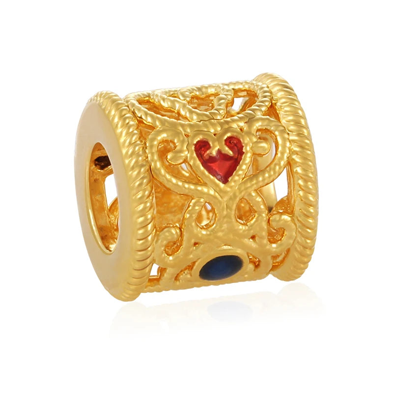 24K Gold Fortune Continuous Filigree Beaded Charm Smooth Auspicious Jewelry 0.45g