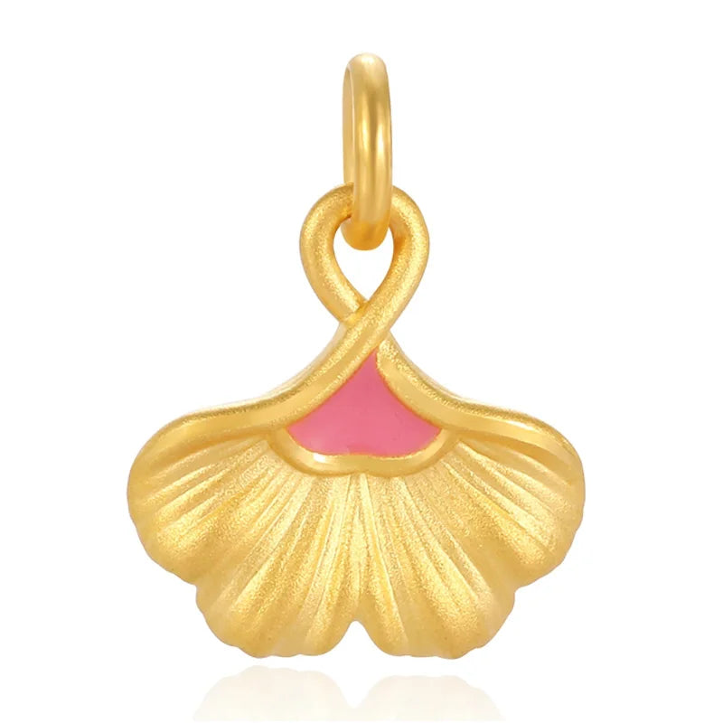 Luxury gold jewelry 24K micro-hard gold apricot leaf shape Pendant high-end jewelry accessories