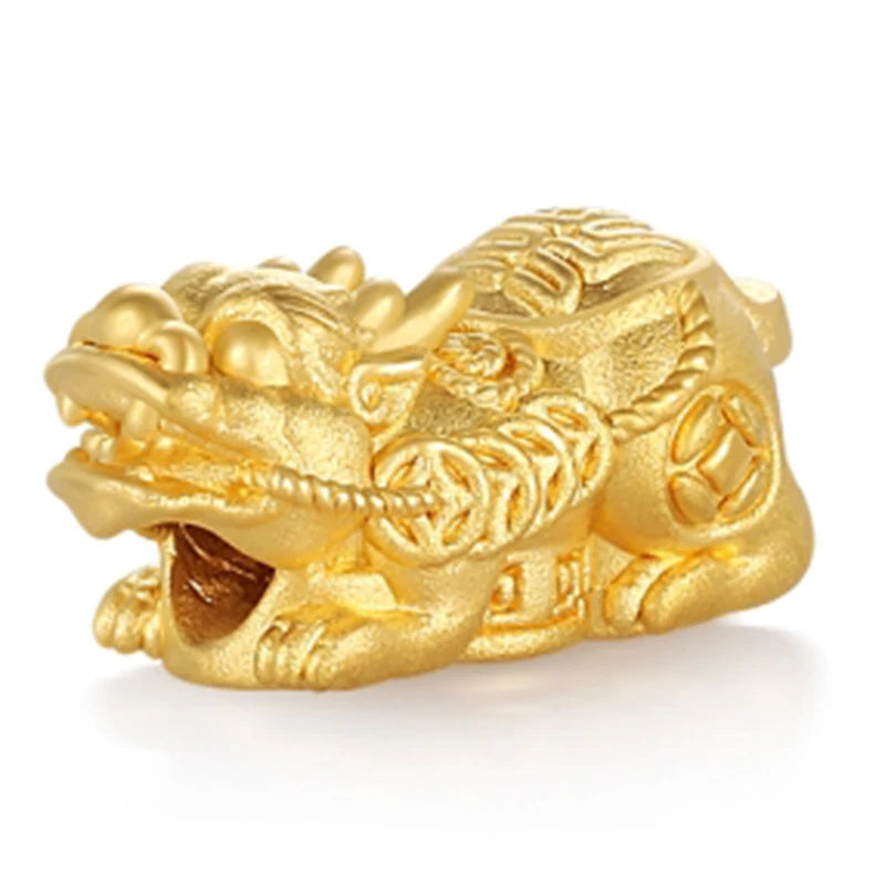 24K Gold Pixiu Beaded DIY Bracelet Unisex Wealth Jewelry Gift For Men & Women 0.32g
