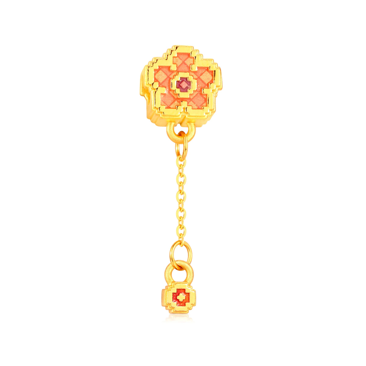 Pixel Flower Gold Charm - 0.8g