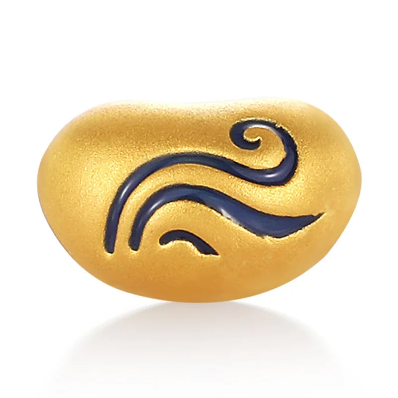 Enamel craftsmanship 24k pure gold water pattern acacia bean shape bracelet beaded luxury jewelry accessories