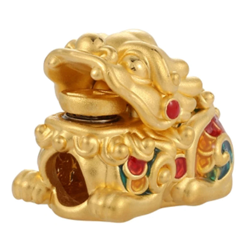 Wholesale 1.80g 5D Pure Gold Lion Enamel Beads Lucky DIY Jewelry Accessories for Making Fine Bracelets & Other Components