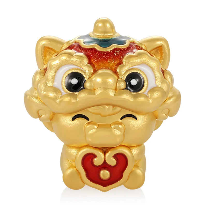 Lion awakening design Zodiac culture cute style 24k micro-hard gold pure gold horse shape bracelet beaded luxury gold jewelry