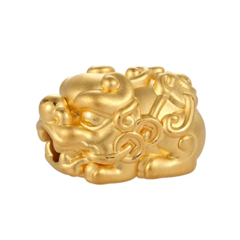Luxury 24K Solid Gold Beaded Accessories 1.7g High-End Happy Pixiu for Bracelets Premium Jewelry Findings & Components
