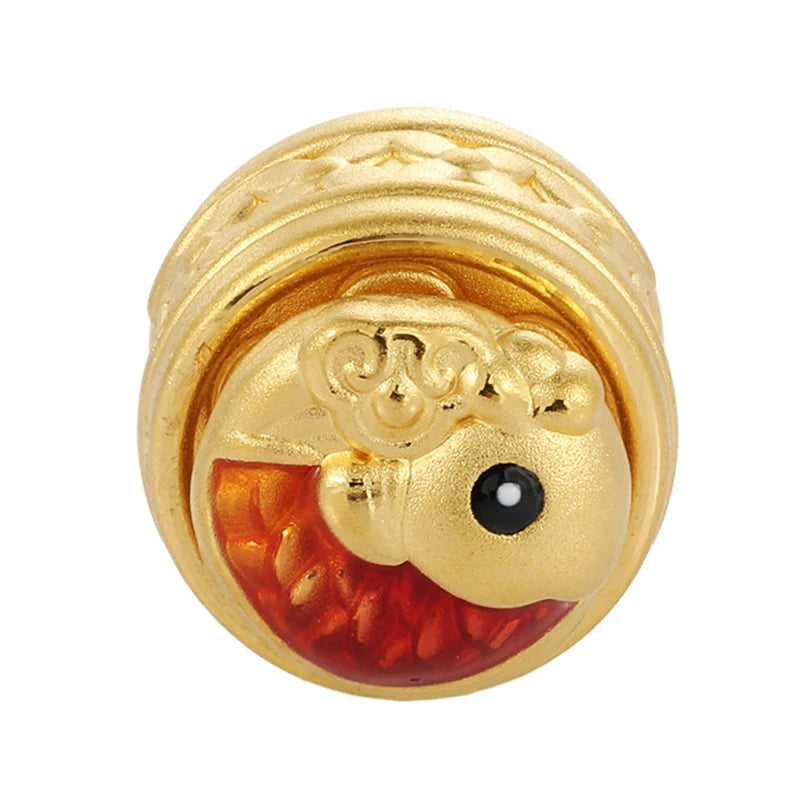 Enamel 24K Gold Dunhuang Round Beaded Bracelet Colorful Auspicious Jewelry 0.8g