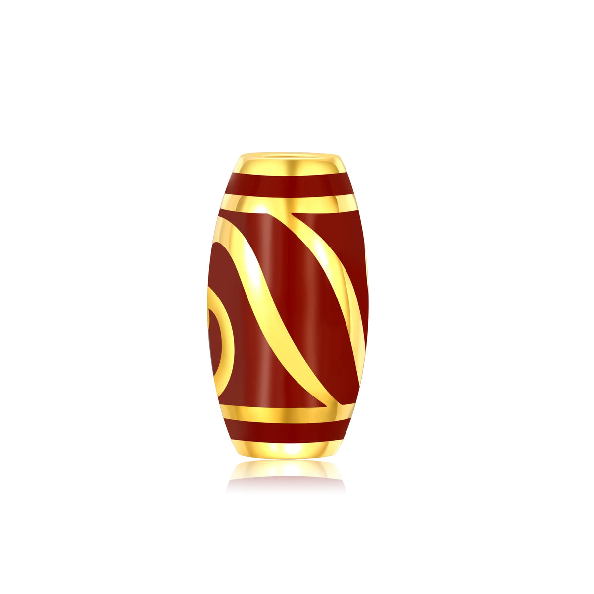24K Solid Gold Red All Smooth Flattened Gilded Charm 1.75g