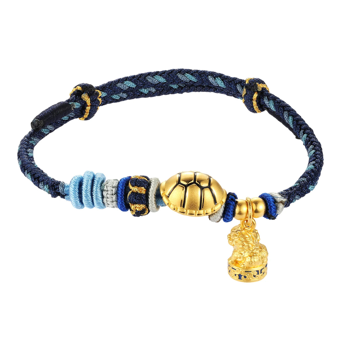 Luxury 24k pure gold micro-hard tortoise shell shape beaded braided bracelet children's fine charm bracelet design
