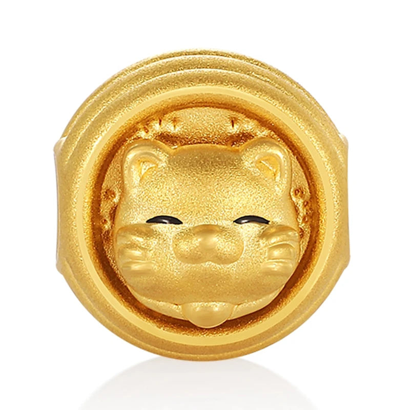 0.73g 5D Solid Gold Charm Enamel Lucky Cat Pendant for DIY Bracelets Fine Jewelry Accessories