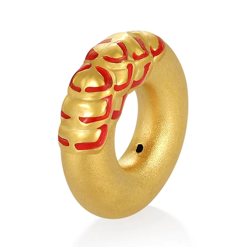 Luxury design Chinese style 24k micro-hard gold enamel craftsmanship pure gold lotus pattern bracelet beaded