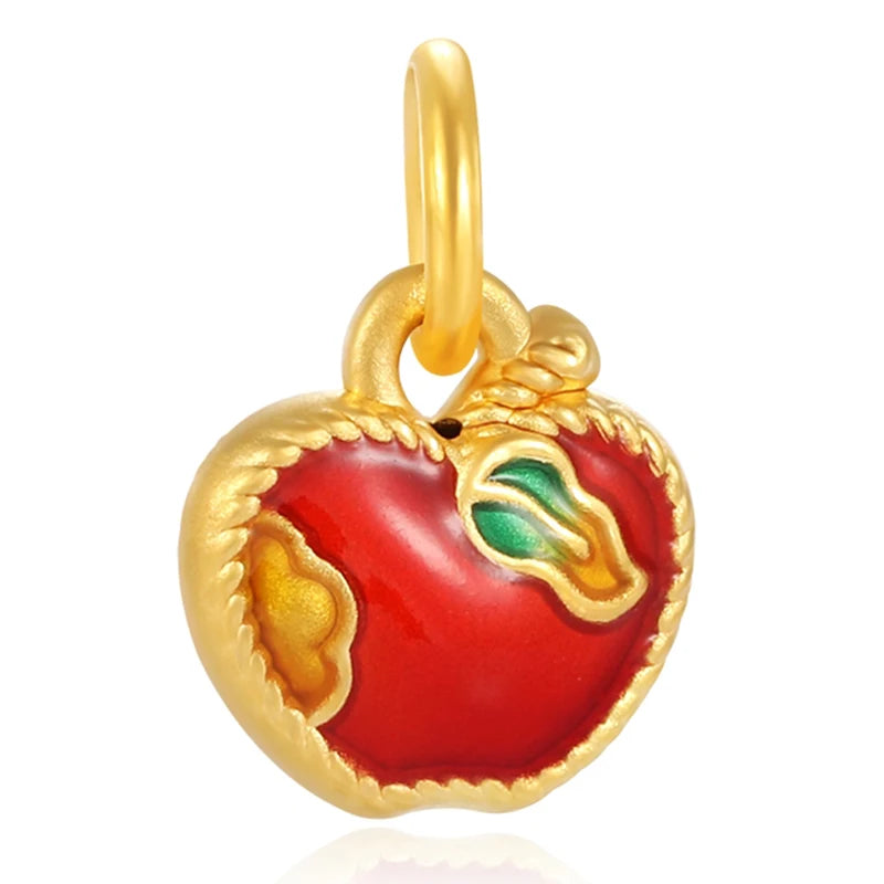 New apple small pendant enamel craftsmanship high-end necklace pendant 24K solid gold luxury pendant