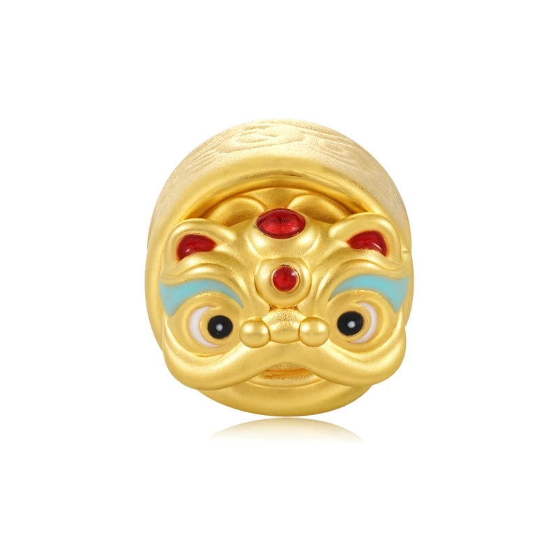 High-End Chinese Style Lion Shape 0.85g 24k 5D Solid Gold Beaded Bracelet DIY Jewelry Findings & Components Accessory