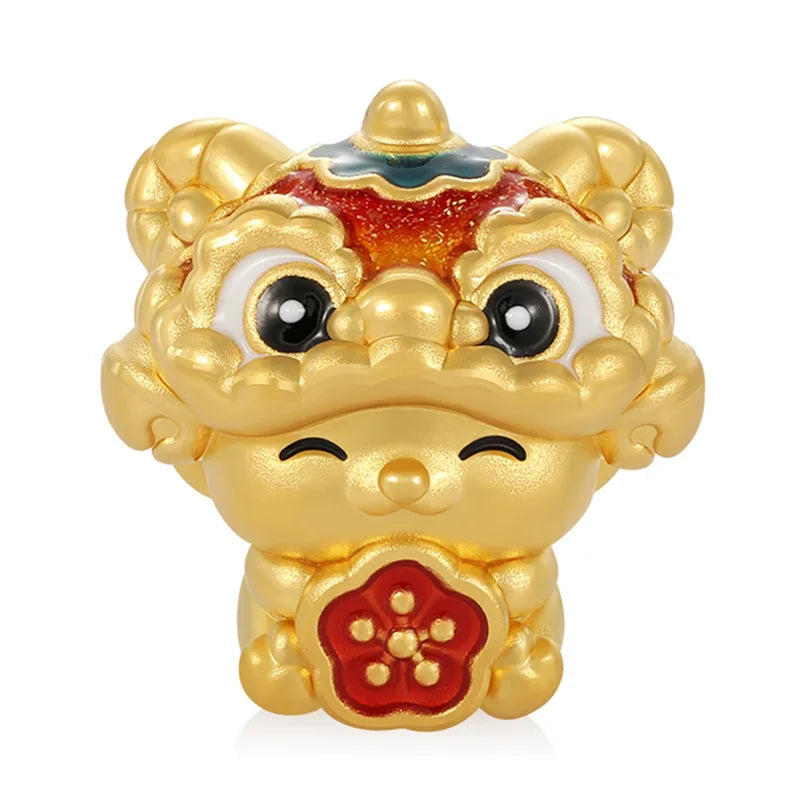 Lion Awakening Design Zodiac Culture Cute Style 24k Micro-hard Gold Pure Gold Sheep-shaped Bracelet Beaded Luxury Jewelry