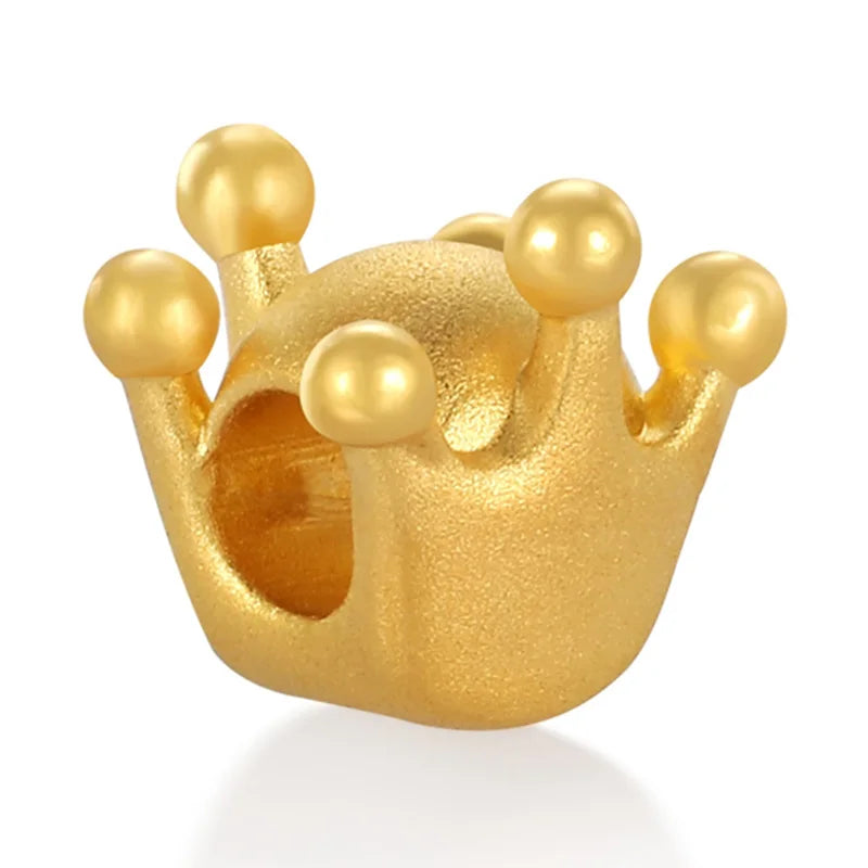 Wholesale high-end 24k pure gold crown shape beaded sandblasting process bracelet jewelry accessories and components
