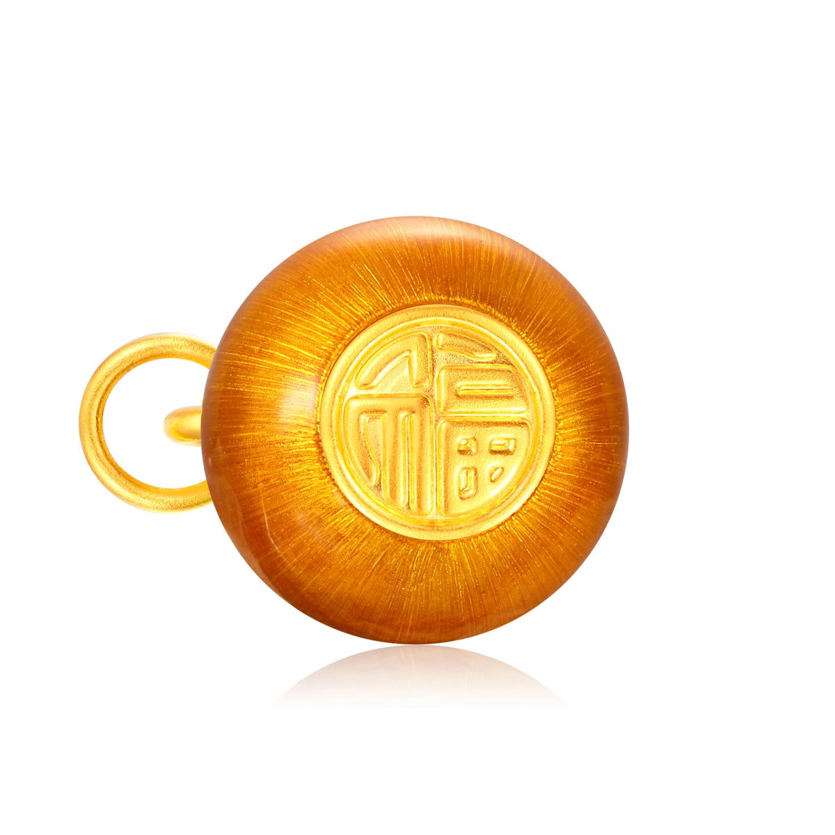 24K Solid Gold Brushed Amber Gold Gourd Charm 1.4g