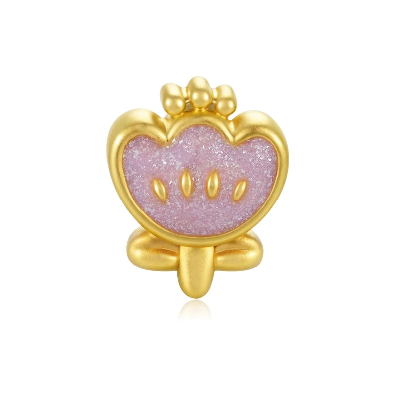 Cute Fashion Style Sandblasted Glitter Enamel Craft Bracelet Accessories Beaded Wholesale 24K Solid Gold Lily Valley Flower