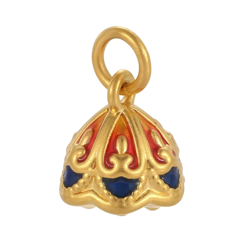 24k enamel gorgeous Chinese retro micro-hard gold pendant Dunhuang lotus shower pendant