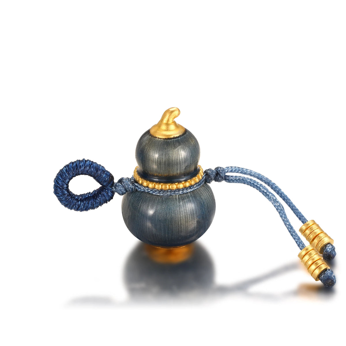 24K Solid Gold Celadon Blue Gourd Charm 0.7g
