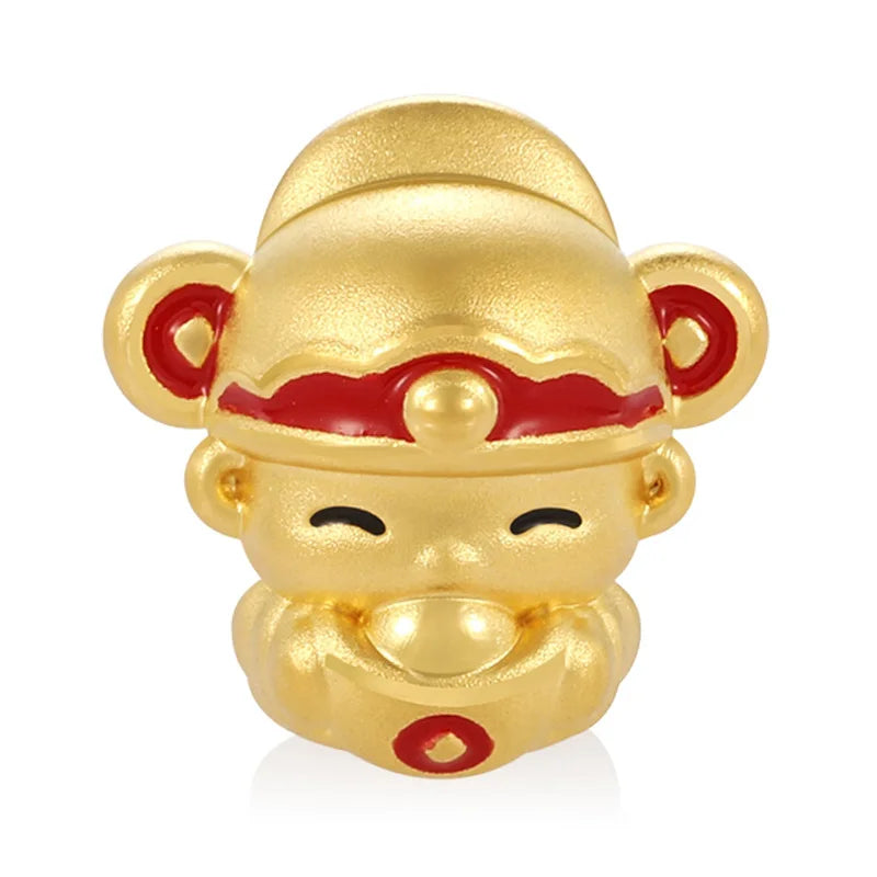24k pure gold micro-hard Chinese-style God of Wealth shape bracelet beaded high-end design jewelry discovery and components