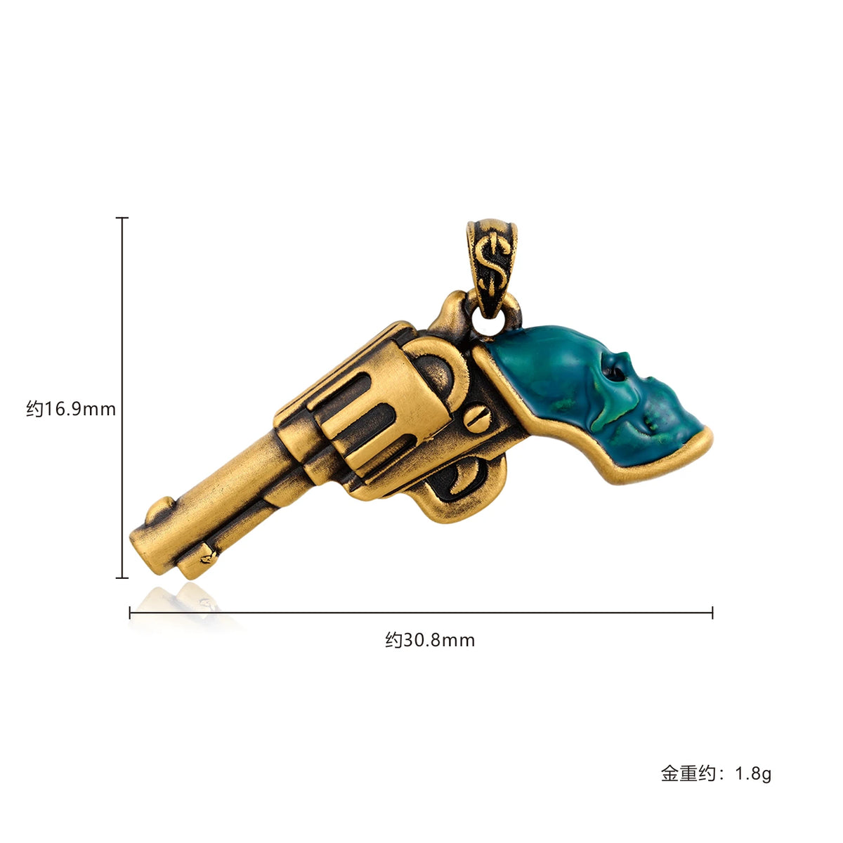 24K Black Gold Pistol Lacquer Gilded Charm 1.8g