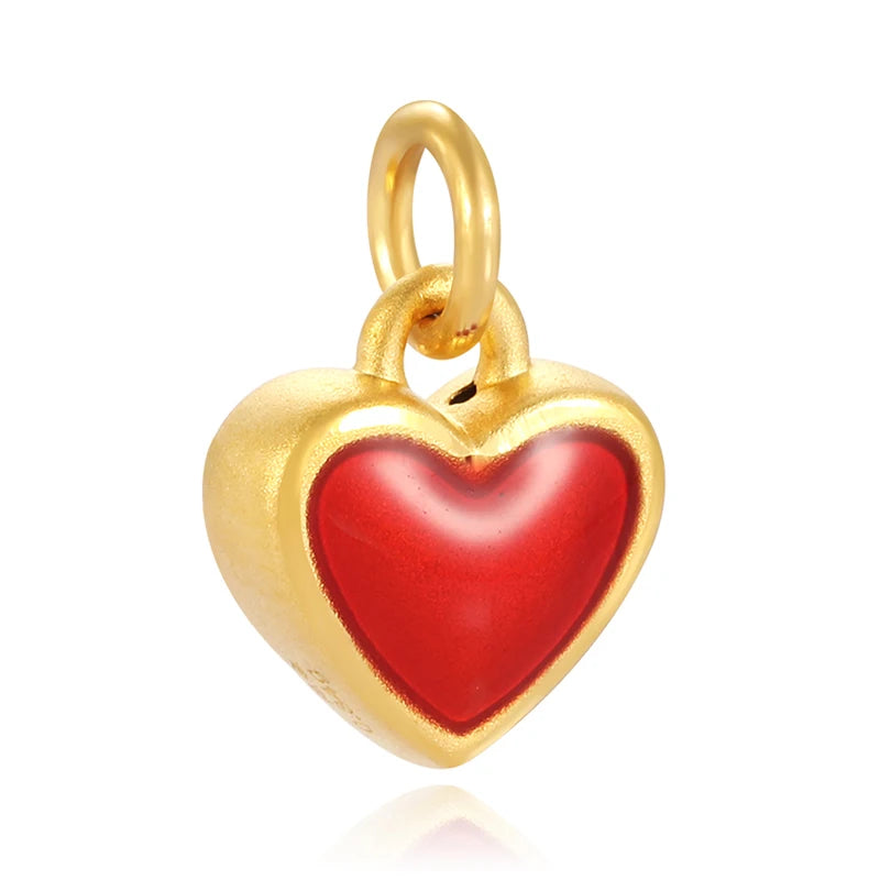 0.35g Trendy 24K Solid Gold Cute Heart Pendant with Micro-hard Gold Finish Customizable Packaging OEN/ODM for Anniversary
