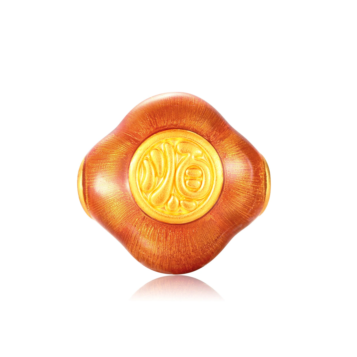24K Solid Gold Brushed Warm Orange Persimmon Charm 0.5g