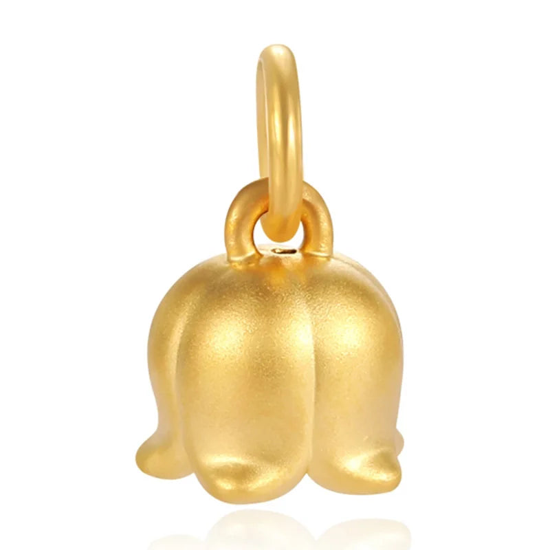 24K Gold Lily Of The Valley Flower Pendant DIY Bracelet Elegant Floral Jewelry 0.45g