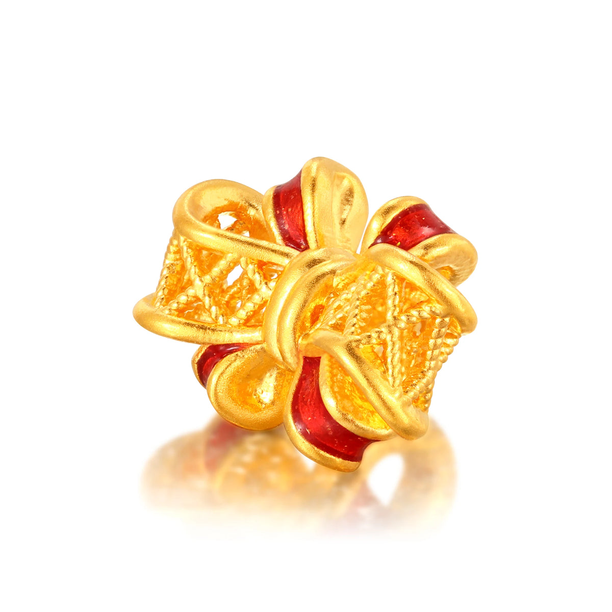24K Solid Gold Full Joy Filigree Charm 0.45g