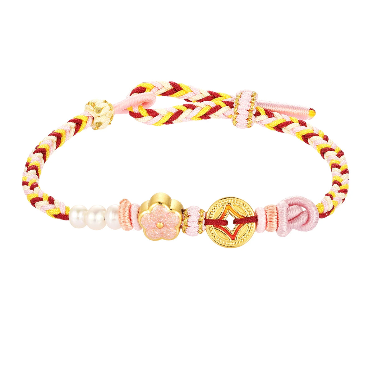 New Arrival 24K Solid Gold Handmade Friendship Bracelet With Adjustable Flower Pendant Fine Charm Bracelet