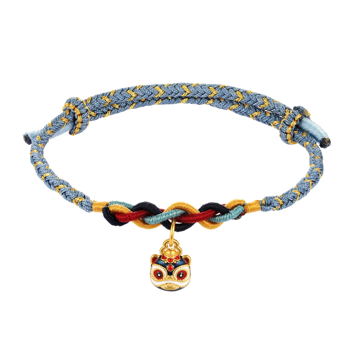 Unique design high-end luxury 24k pure gold micro hard gold lion-shaped beaded braided rope bracelet