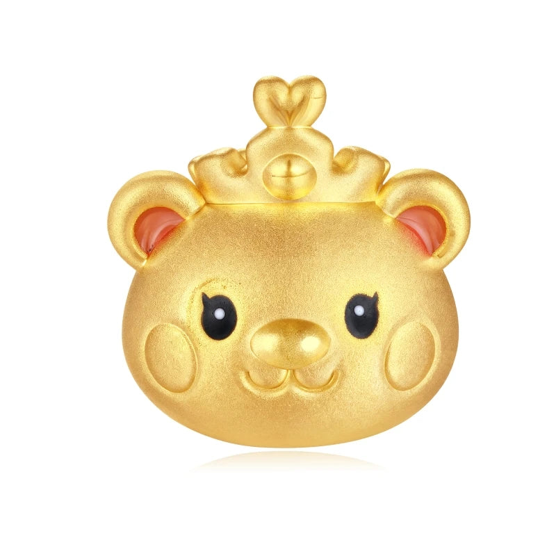 Micro-hard gold crown bear beaded exquisite enamel craft bracelet accessories beaded luxury 24k pure gold beaded