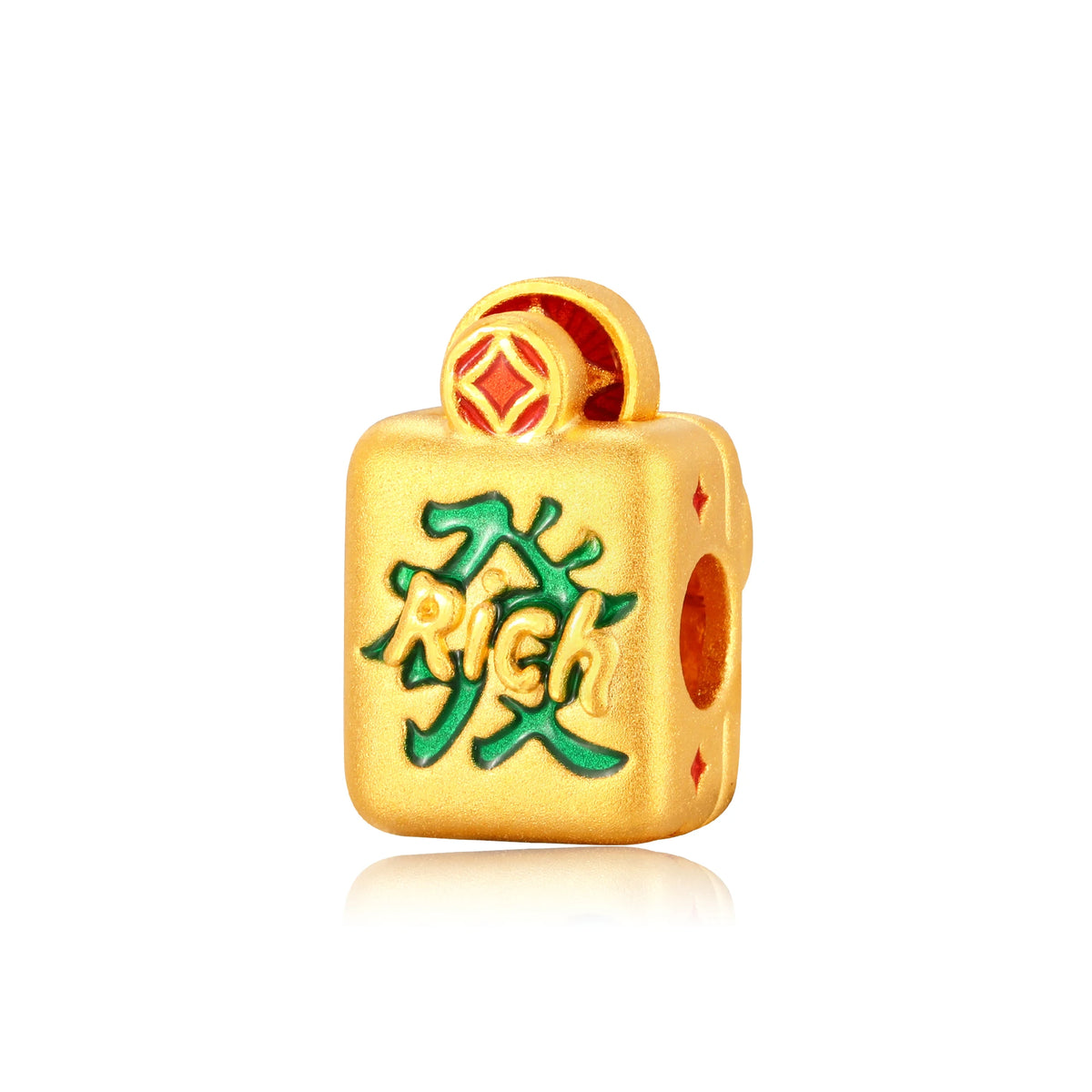 24K Solid Gold Rotating Wealth Coin Mahjong Charm 0.9g