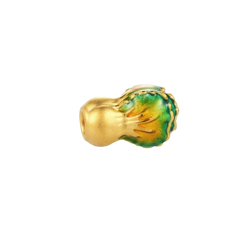 24K Gold Cabbage DIY Beaded Charm Wealth Good Luck Accessory 0.15g
