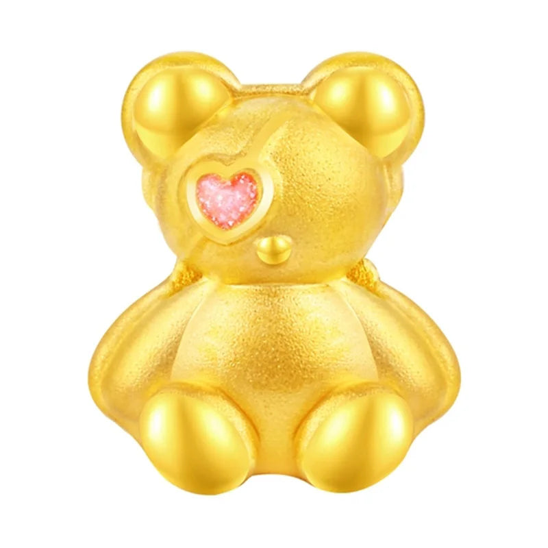 Fashion design 24K micro-hard gold pure gold bear shape bracelet beaded trend gold jewelry accessories