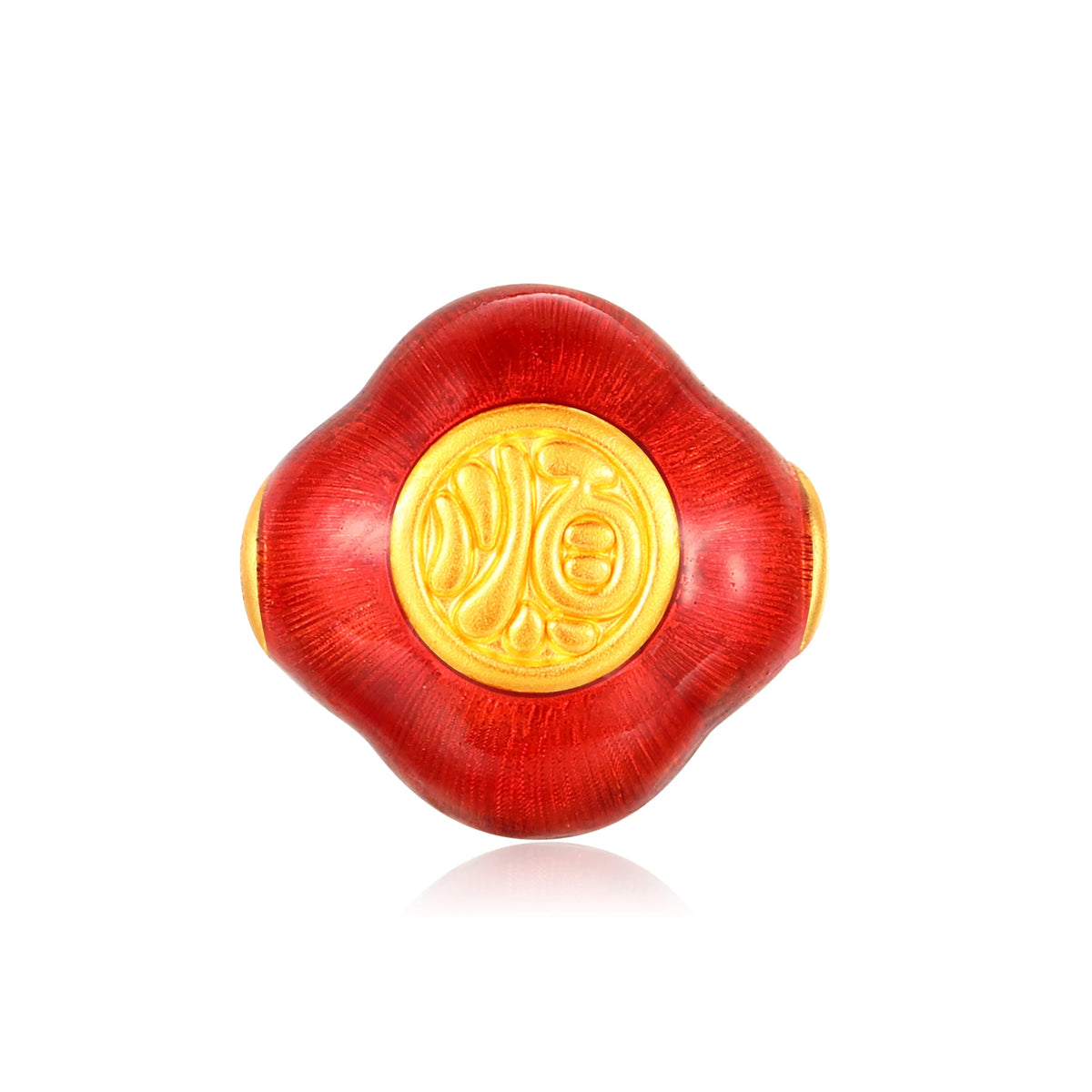 24K Solid Gold Brushed Glass Red Persimmon Charm 0.5g