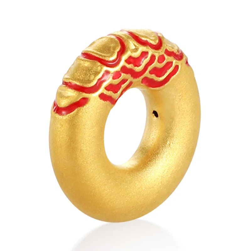 24K Micro-Hard Gold Enamel High-End Chinese Style Design Pure Gold Moire Pattern Beaded Bracelet Jewelry Findings & Components