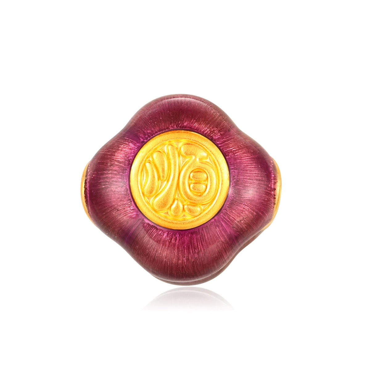 24K Solid Gold Brushed Lilac Persimmon Charm 0.5g