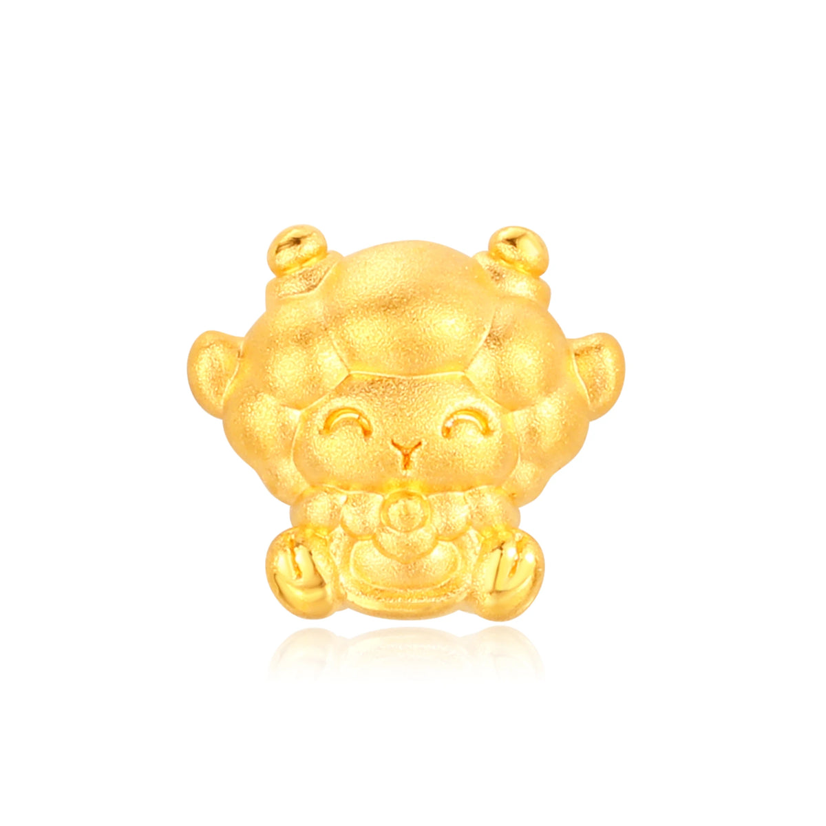 Mini Plain Version Five Fortunes Goat - Good Persimmon Goat Gold Charm - 0.15g