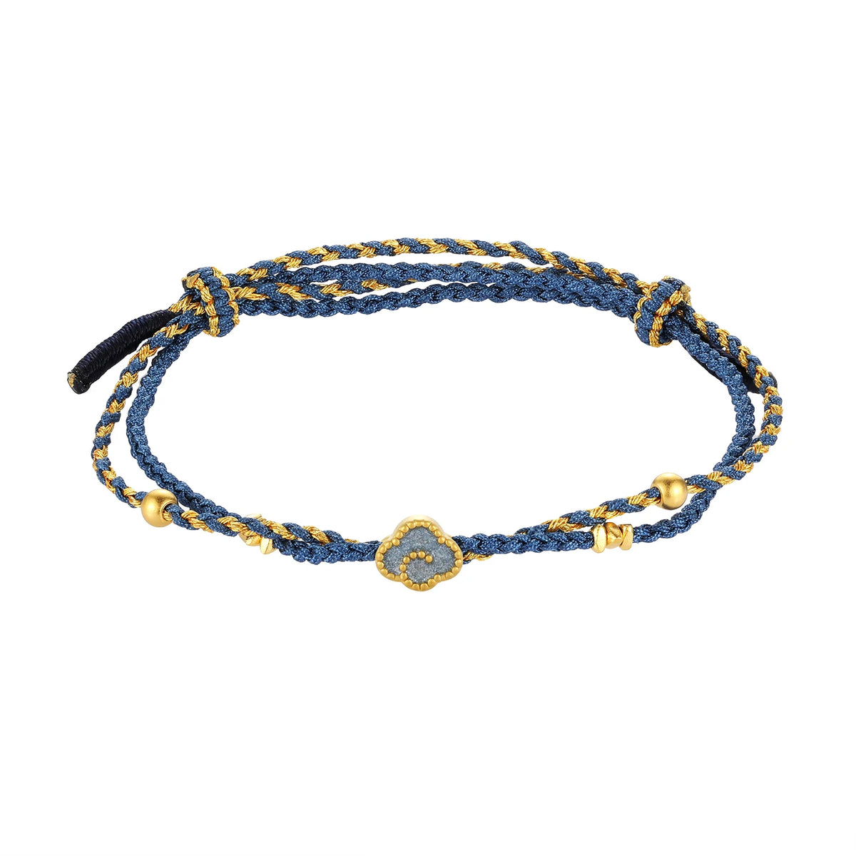 24K Solid Gold Auspicious Cloud Bracelet Charm 0.5g