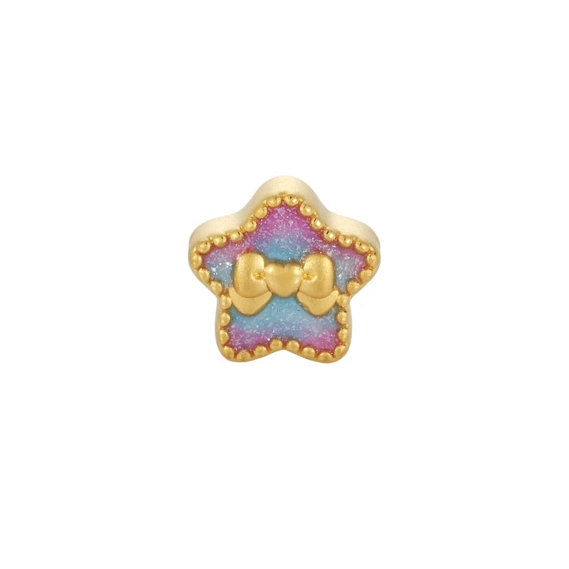 Customizable Packaging 24K Solid Gold Star-Shaped Flower Beaded Bracelet Accessories Fluorescent Enamel Craft Sandblasted Cute