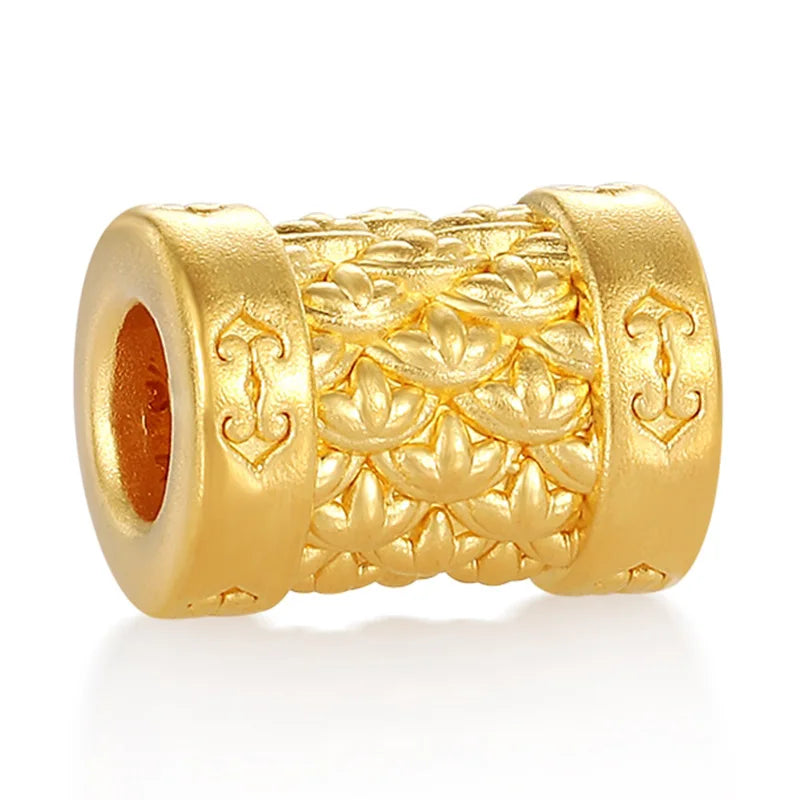 Enamel 24K Gold Six Blessings Beaded Bracelet Teen Chinese Auspicious Jewelry 0.9g