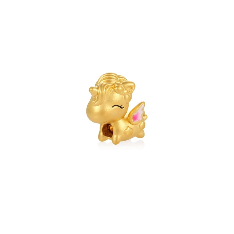 Unicorn-Shaped High-End Luxury Beaded Bracelet Pure Gold Enamel Craft Beaded Accessory OEM/ODM Jewelry Finding Component